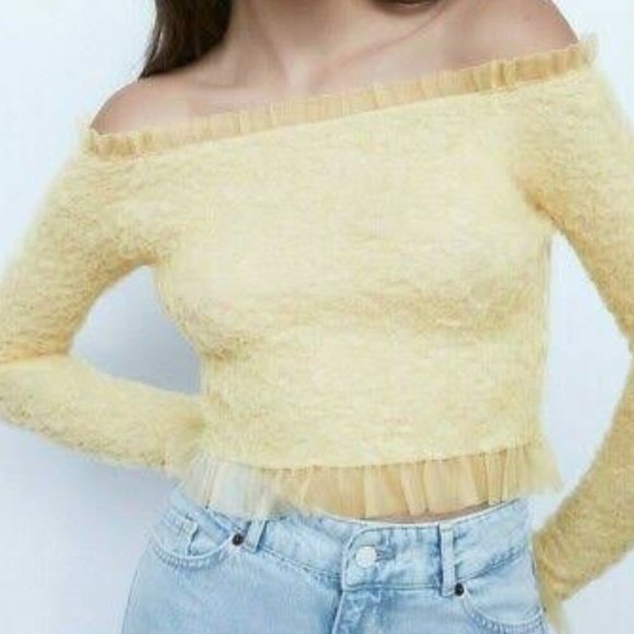 Zara Tops - NWT * ZARA CHIFFON CROPPED BLOUSE * Size MED